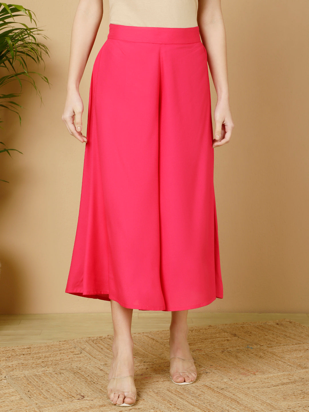 Rayon Solid Flared Palazzos