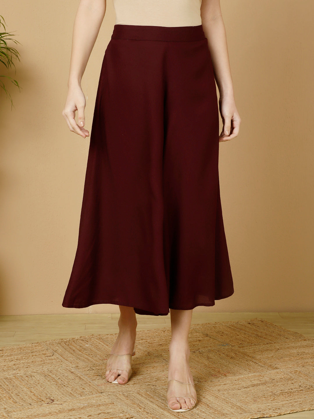 Rayon Solid Flared Palazzos