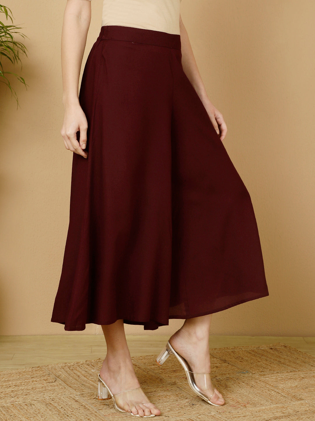 Rayon Solid Flared Palazzos