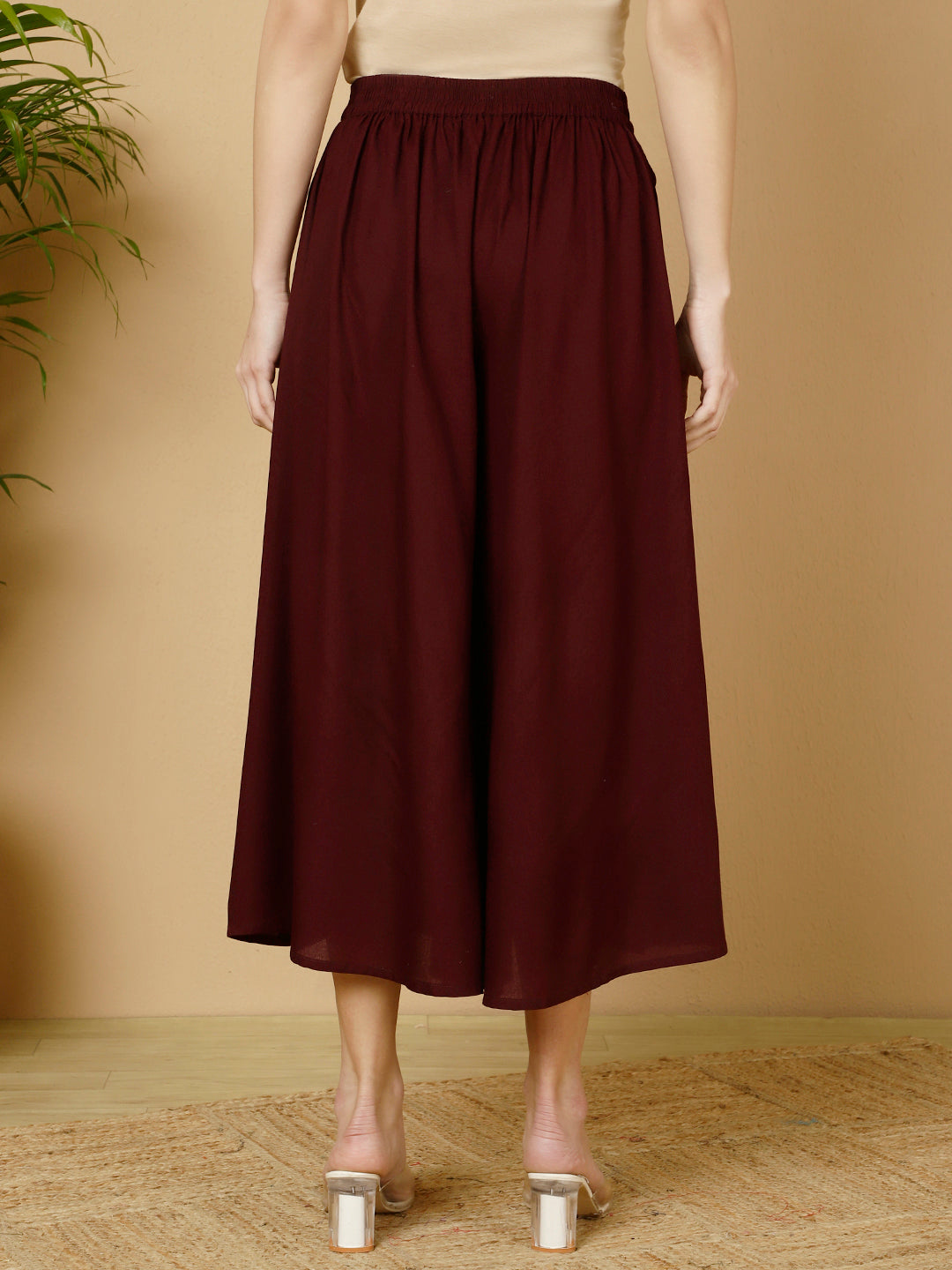 Rayon Solid Flared Palazzos