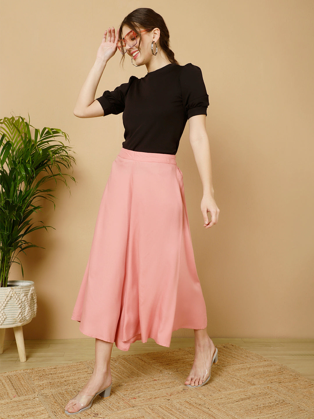 Rayon Solid Flared Palazzos