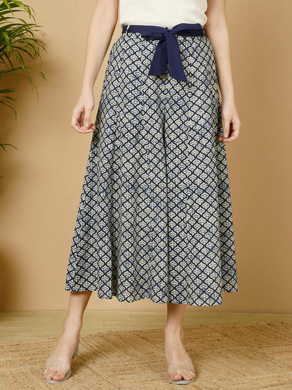 Cotton Printed Flared Palazzo