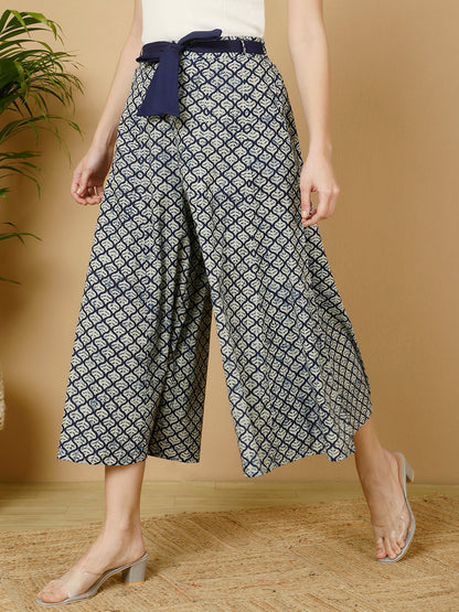 Cotton Printed Flared Palazzo