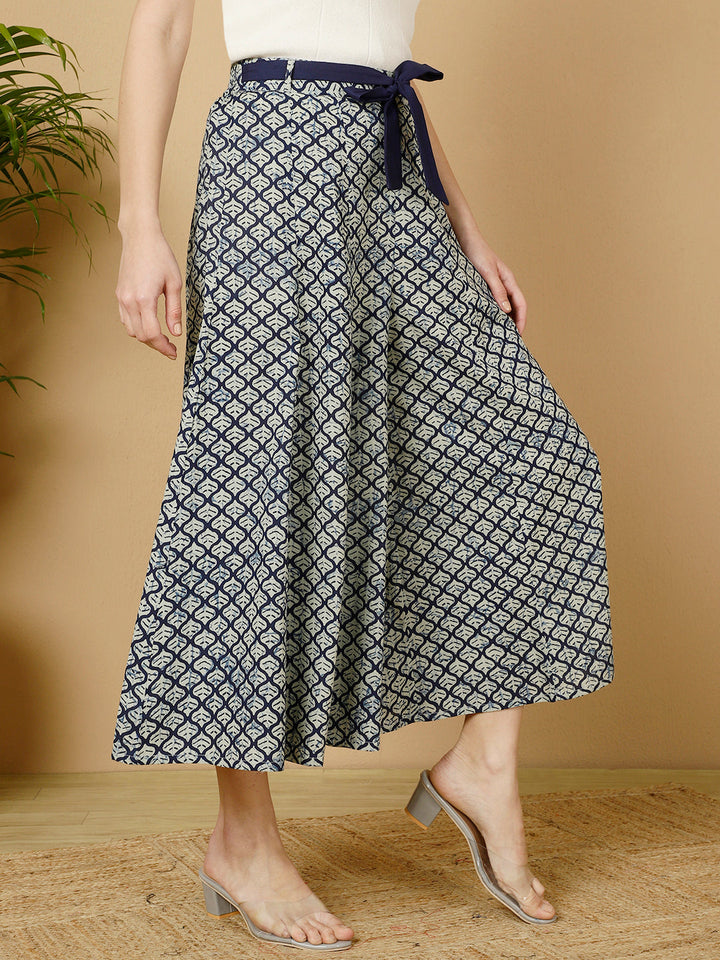 Cotton Printed Flared Palazzo