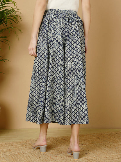 Cotton Printed Flared Palazzo