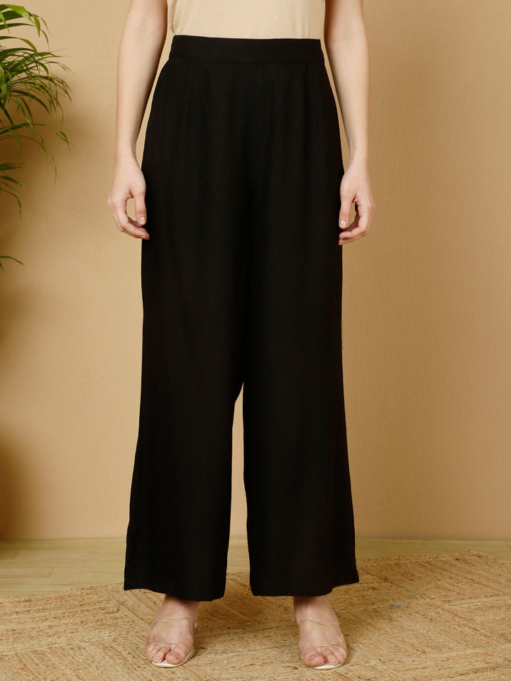 Rayon Solid Straight Pants