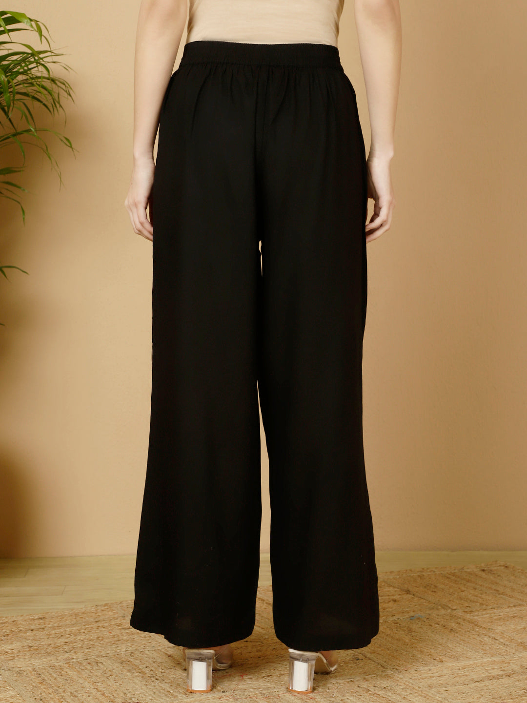 Rayon Solid Straight Pants