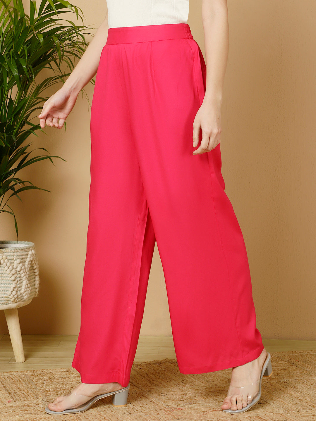 Rayon Solid Straight Pants