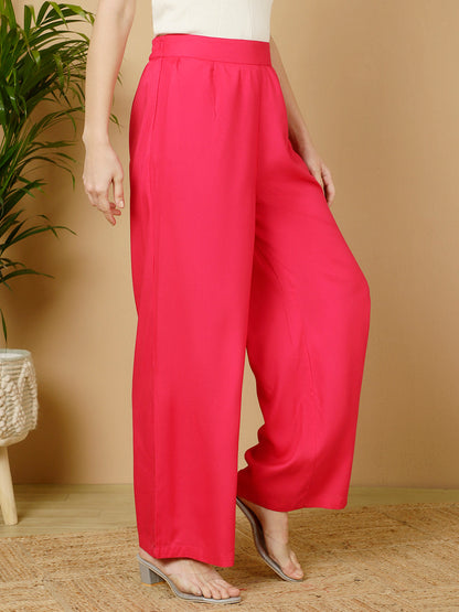 Rayon Solid Straight Pants