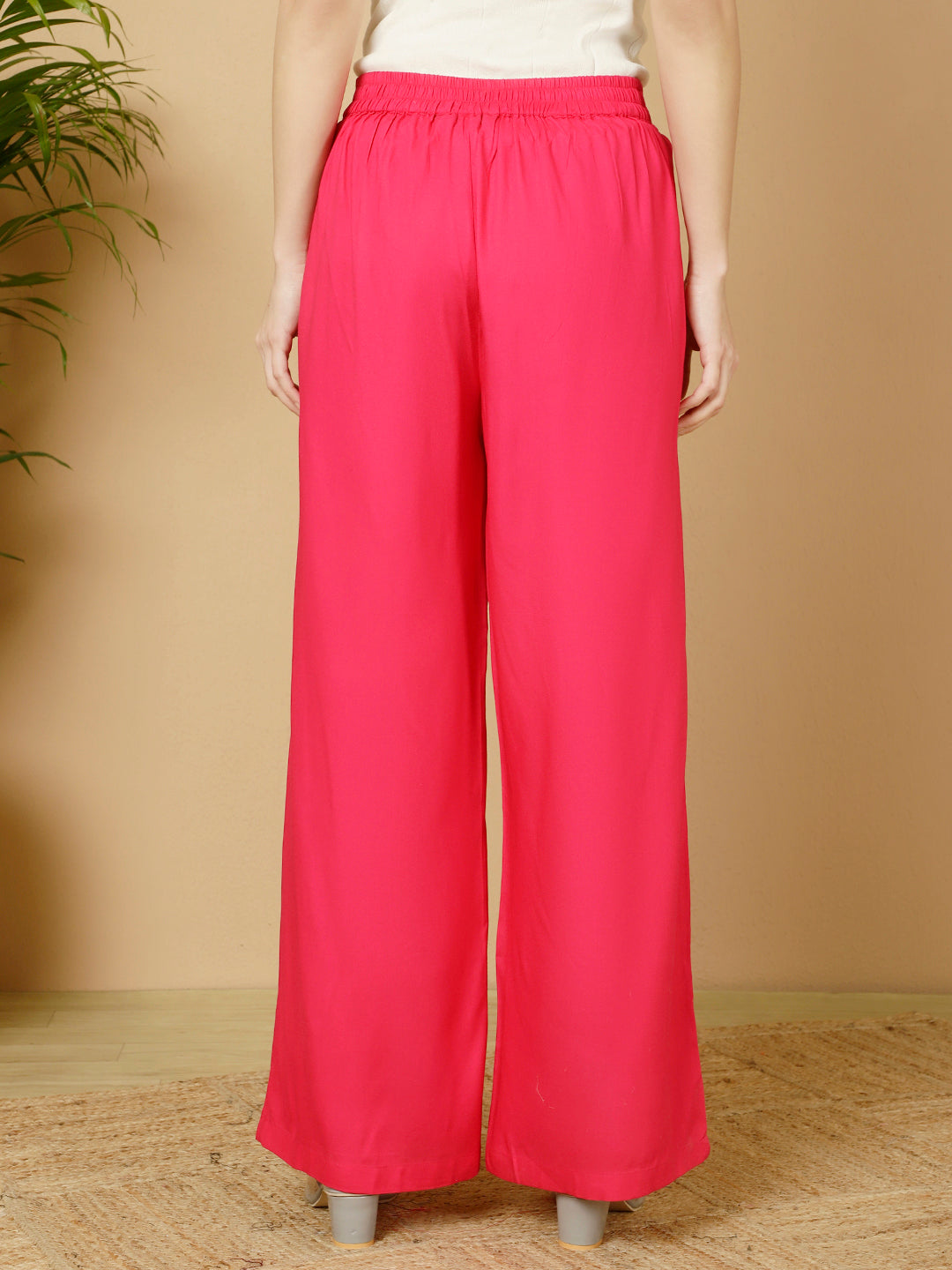 Rayon Solid Straight Pants