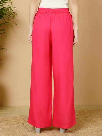 Rayon Solid Straight Pants