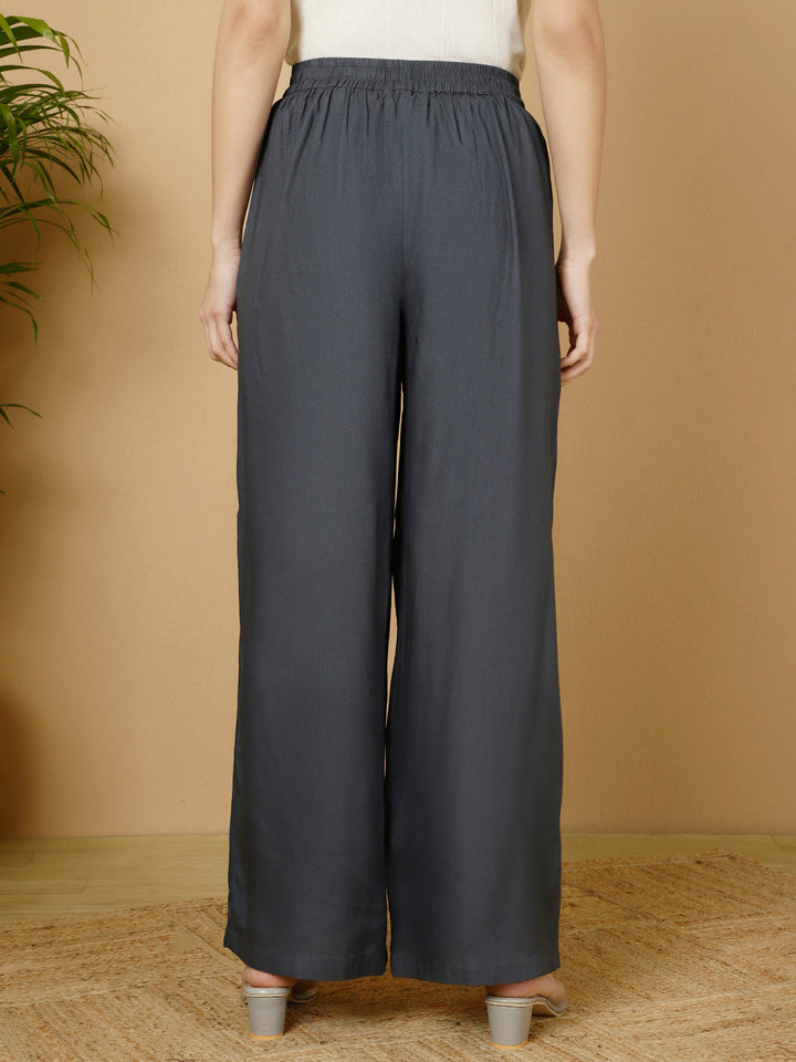 Rayon Solid Straight Pants