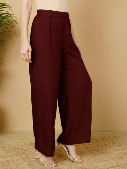 Rayon Solid Straight Pants