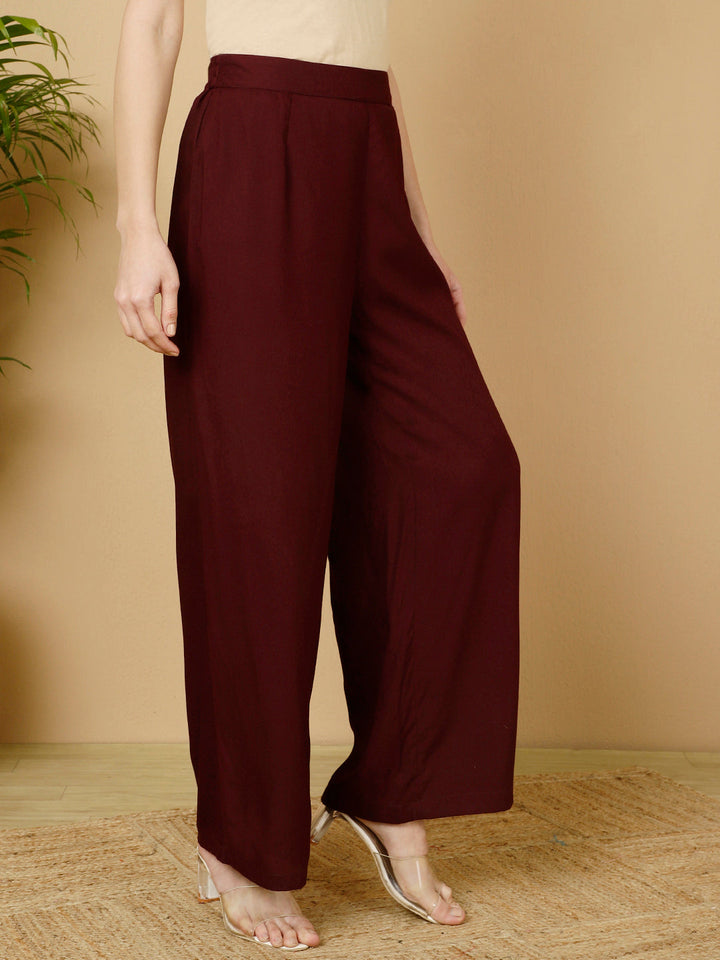 Rayon Solid Straight Pants