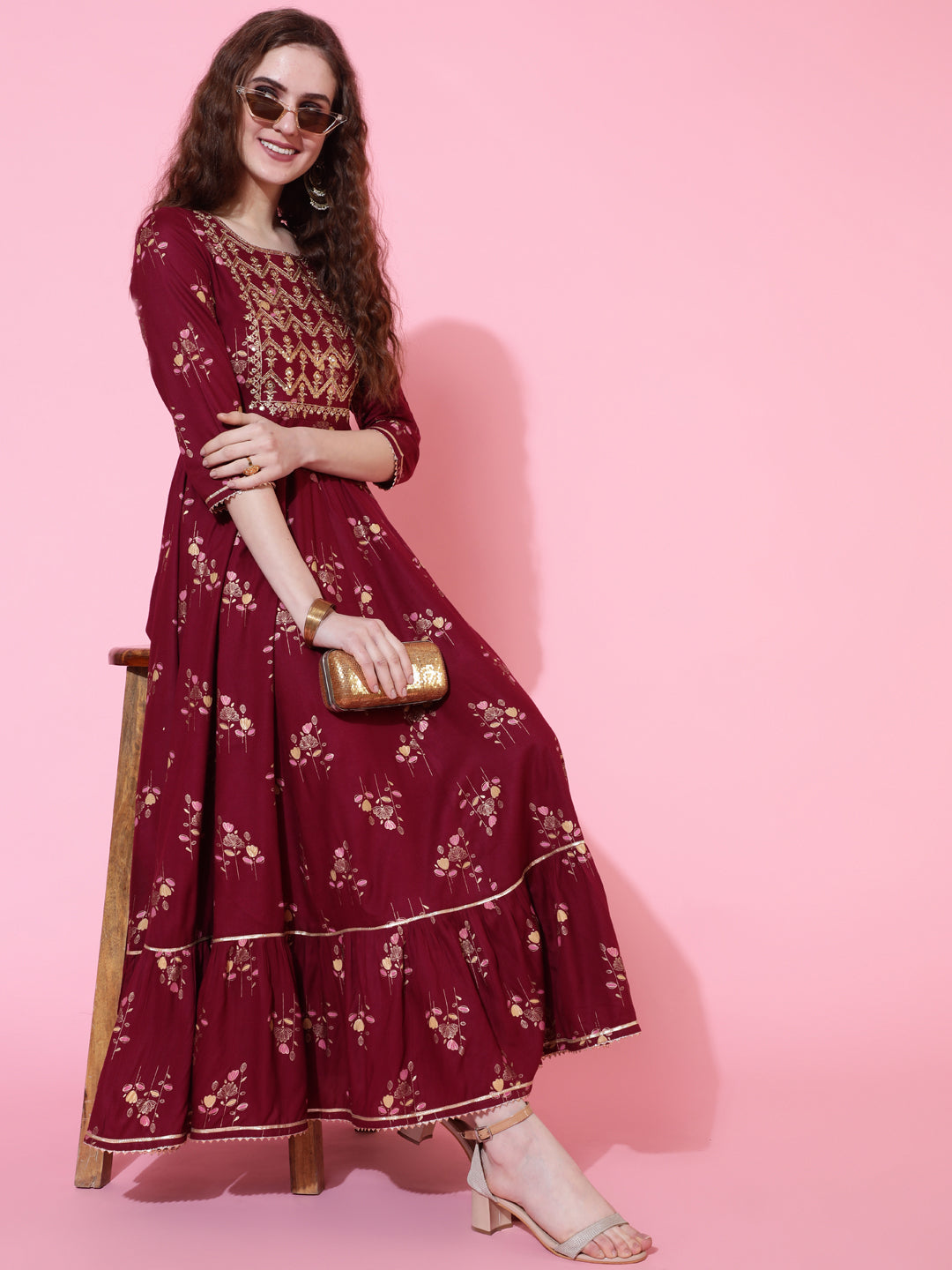 Gulmohar Jaipur wine rayon printed kurta – wholesale manufacturer & exporter from India