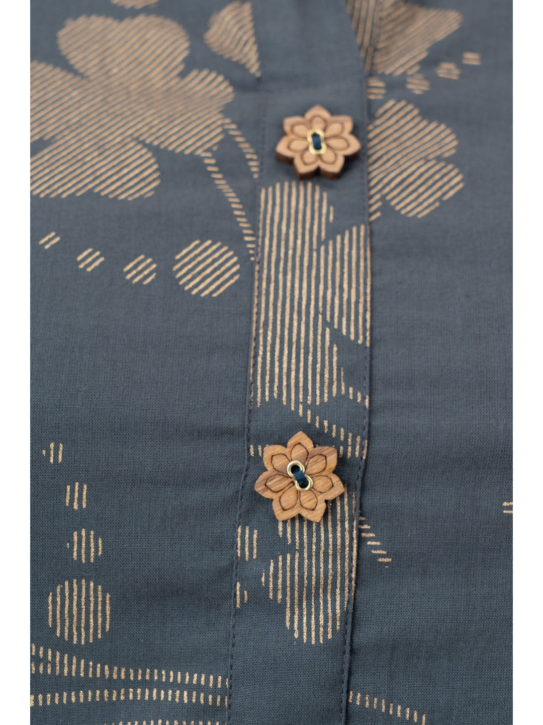 Cotton Printed Mandarin Neck 3/4 Sleeve Flared Ankle Length Kurta