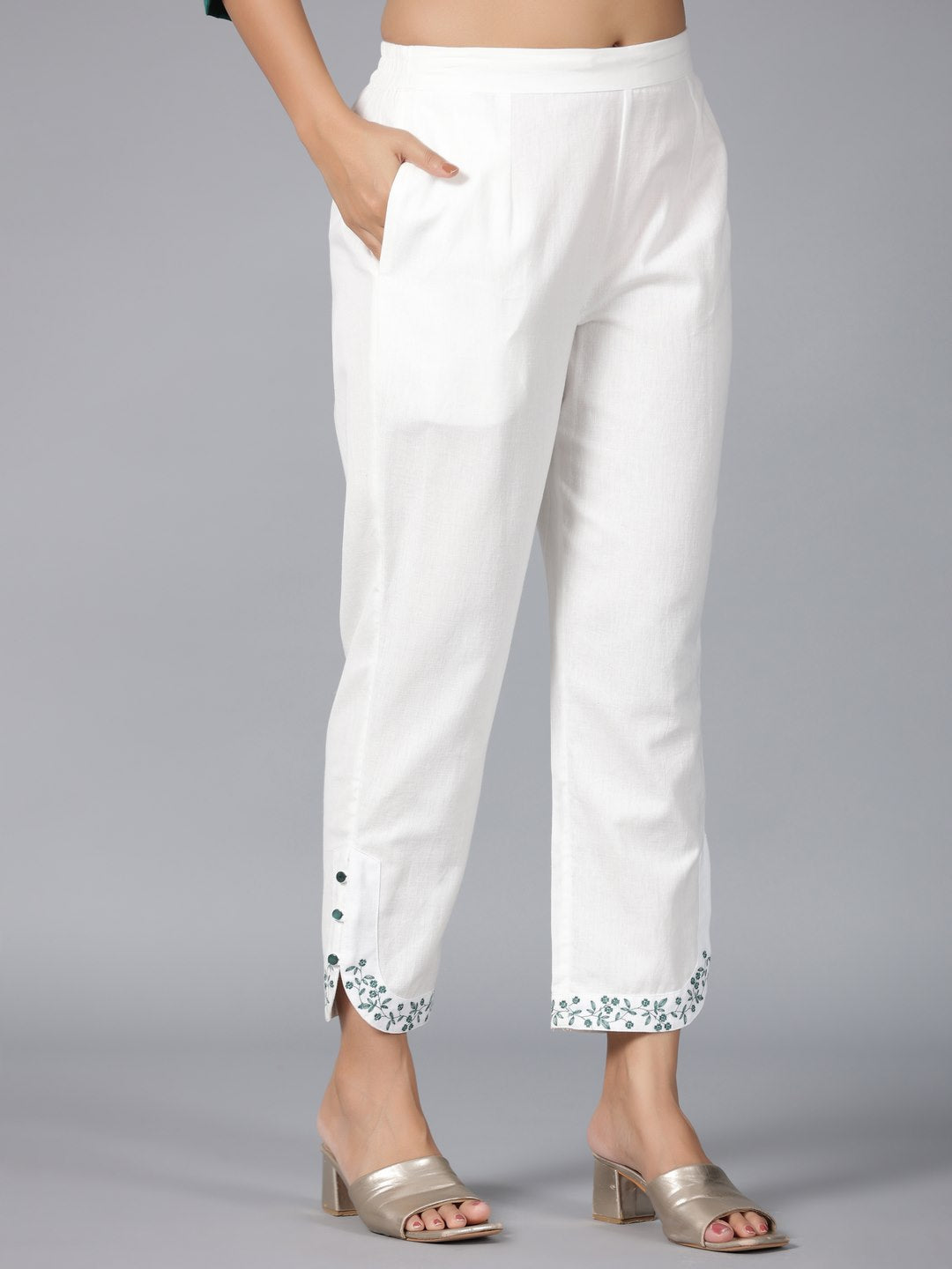 Green Chanderi Embroidered Clothing Set