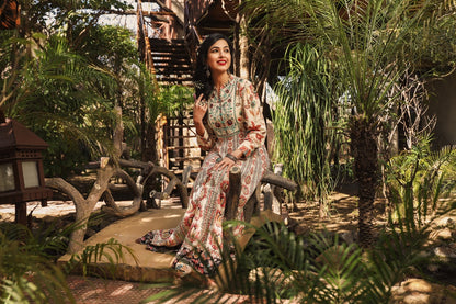 Ivory Rayon Printed Flared Dress