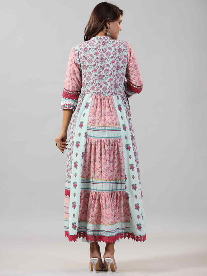 Mint Printed Cotton Kurta & Pants Set