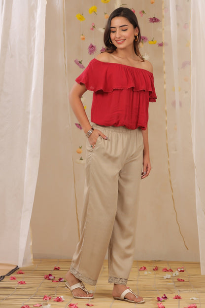 Sandgrey Rayon Dobby Flared Palazzo