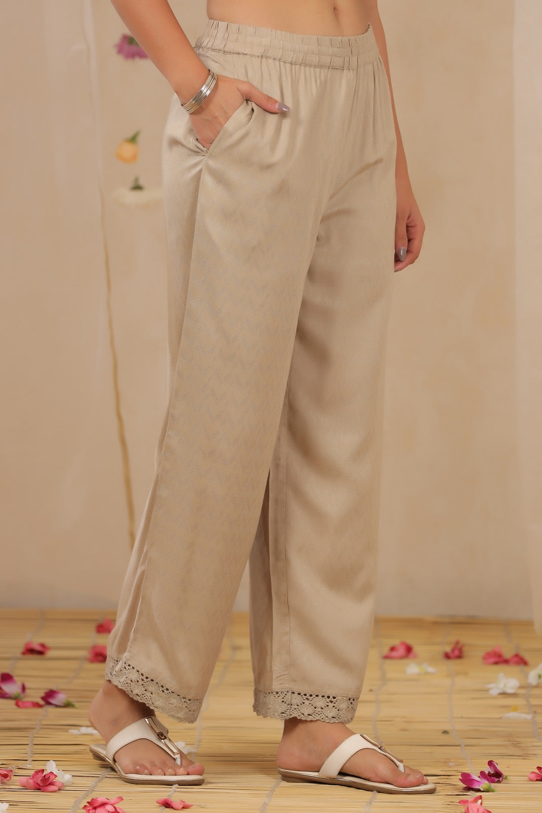 Sandgrey Rayon Dobby Flared Palazzo