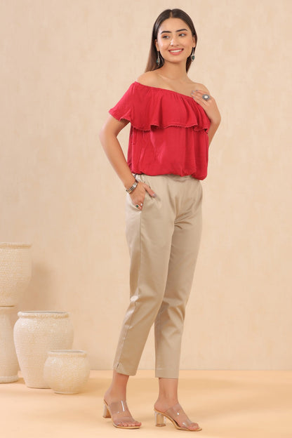 Sandgrey Cotton Satin Solid Straight Pants