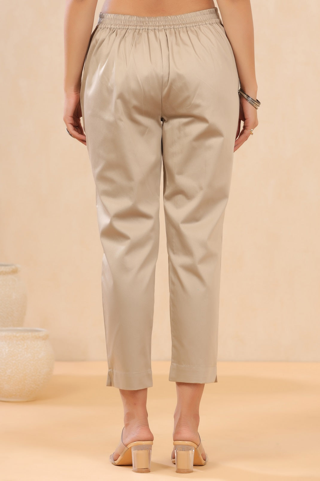 Sandgrey Cotton Satin Solid Straight Pants