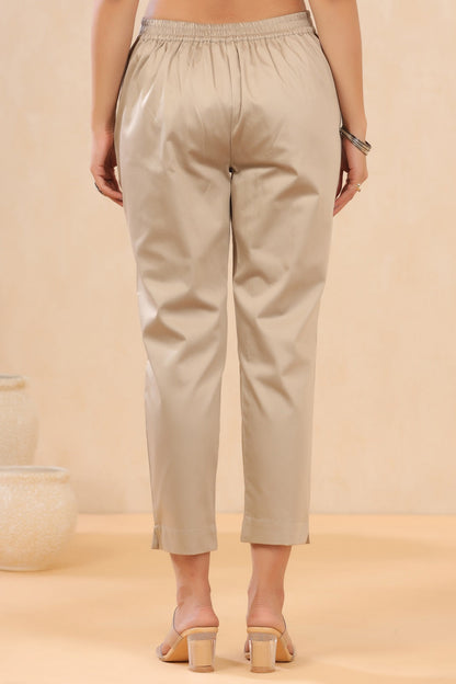 Sandgrey Cotton Satin Solid Straight Pants
