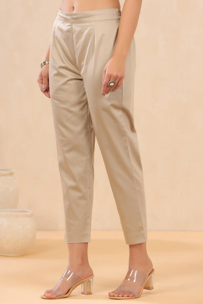 Sandgrey Cotton Satin Solid Straight Pants