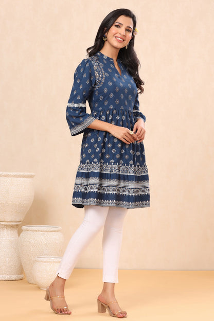 Indigo Rayon Printed Flared Tunic