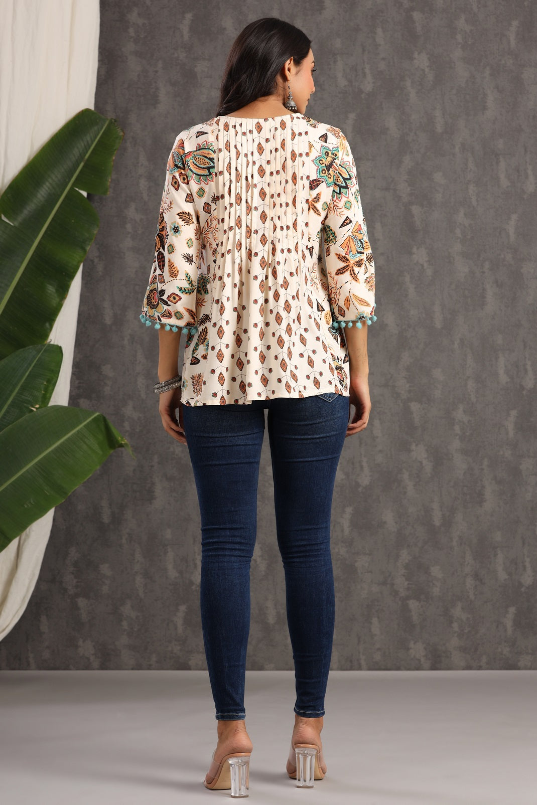 Ivory Rayon Printed Straight Tunic