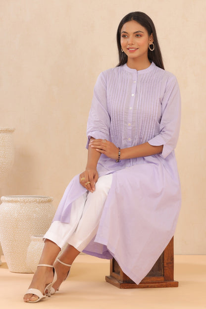 Lilac Cambric Solid A-Line Kurta
