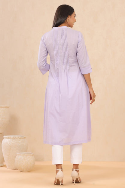 Lilac Cambric Solid A-Line Kurta