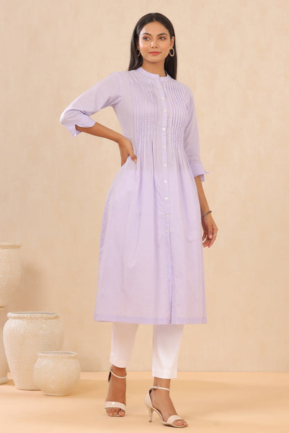 Lilac Cambric Solid A-Line Kurta