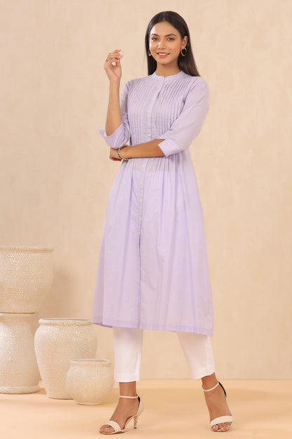 Lilac Cambric Solid A-Line Kurta