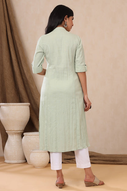 Mint Cotton Flex Solid A-Line Kurta