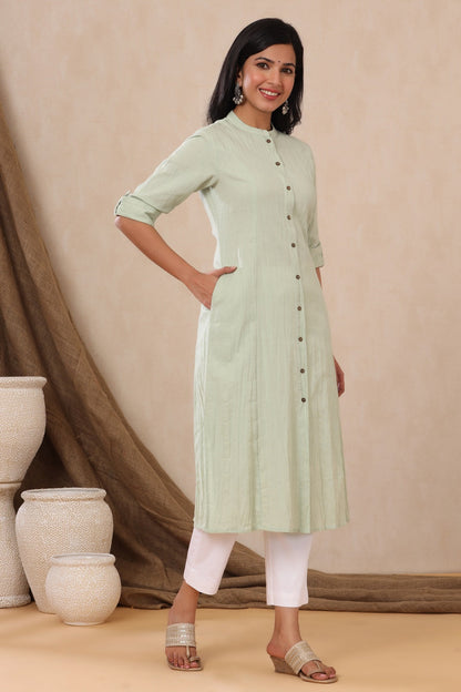 Mint Cotton Flex Solid A-Line Kurta