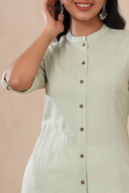 Mint Cotton Flex Solid A-Line Kurta