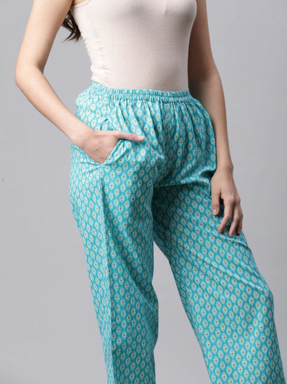 Cotton Floral Co-ord Set (Sky Blue)