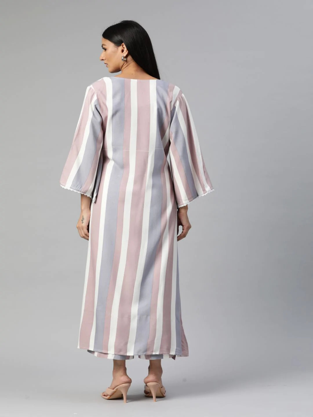 Rayon Stripe Print Co-ord Set (Multicolor)