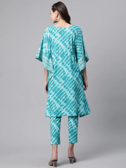 Cotton Tie Die Kaftan set (Blue)