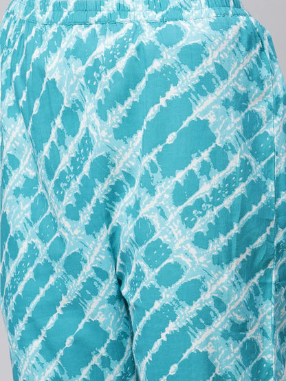 Cotton Tie Die Kaftan set (Blue)