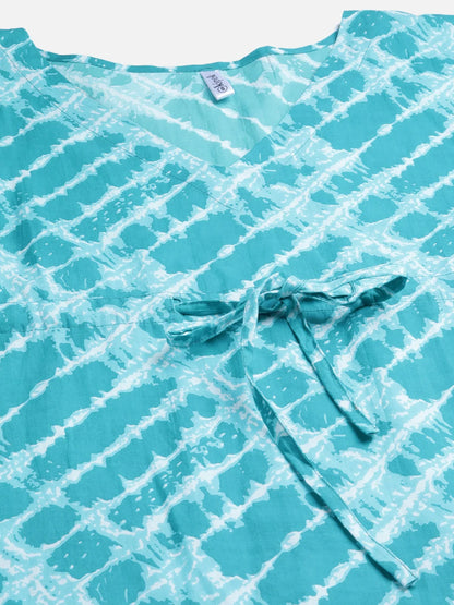 Cotton Tie Die Kaftan set (Blue)
