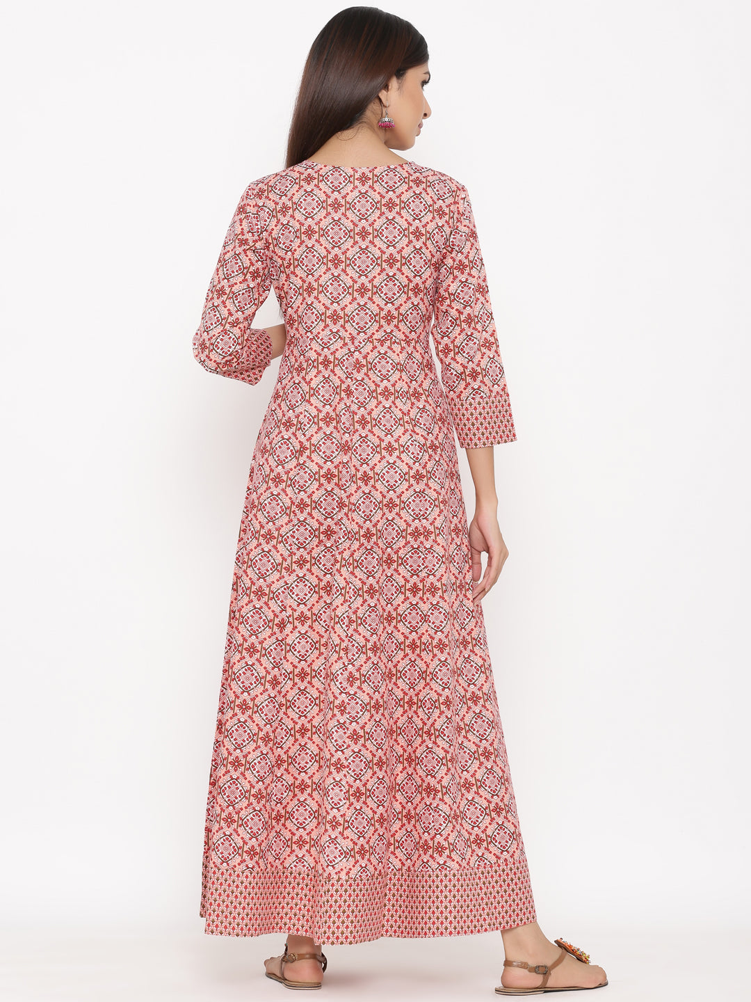 Cotton Printed Flared Maxi Dress