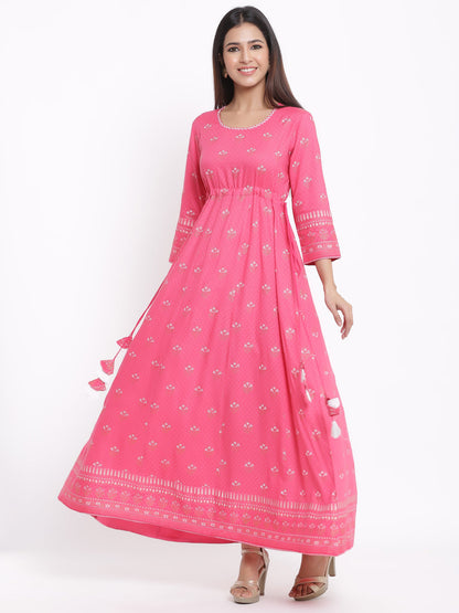 Rayon Printed Anarkali Gown