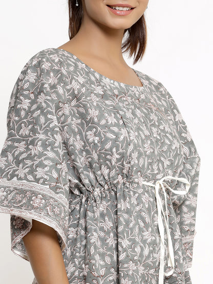 Cotton Floral Print Kaftan Kaftan Dress