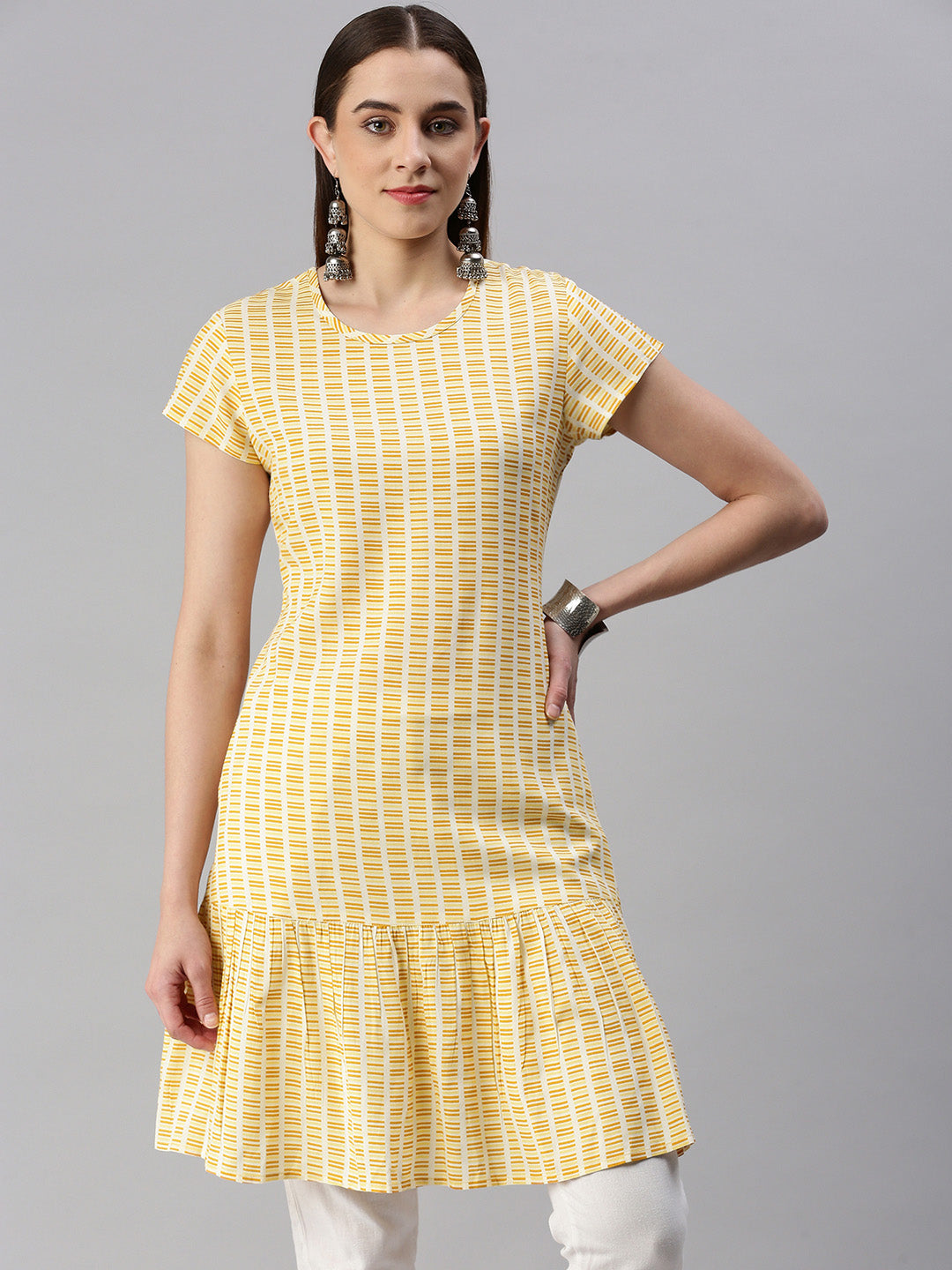 Rayon Printed A-line Short Dress