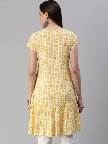 Rayon Printed A-line Short Dress