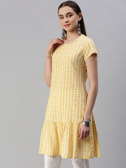 Rayon Printed A-line Short Dress