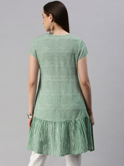 Rayon Printed A-line Short Dress